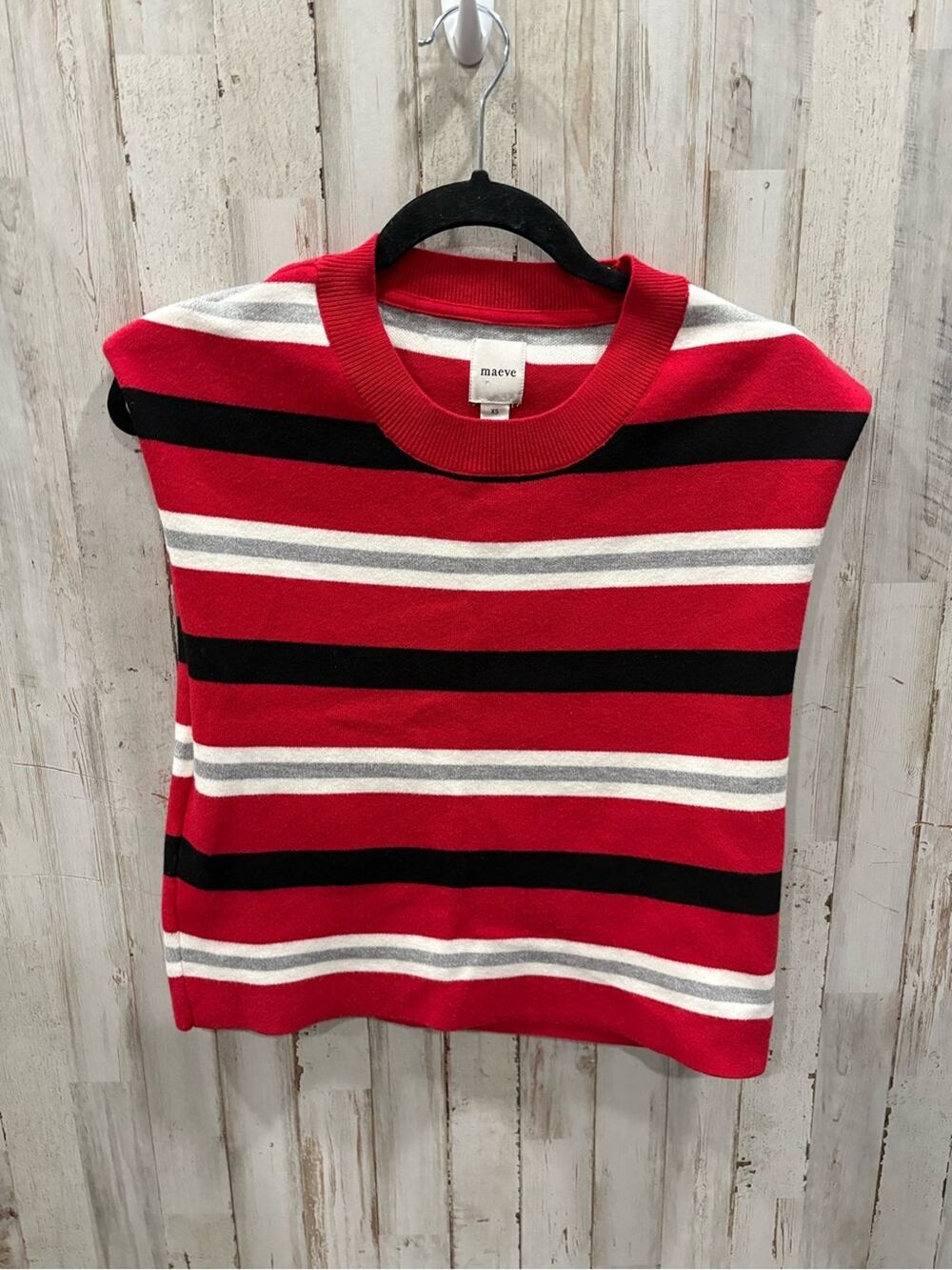 Maeve Anthropologie The Noah Red Stripe Muscle Sweater Womens XS Cropped